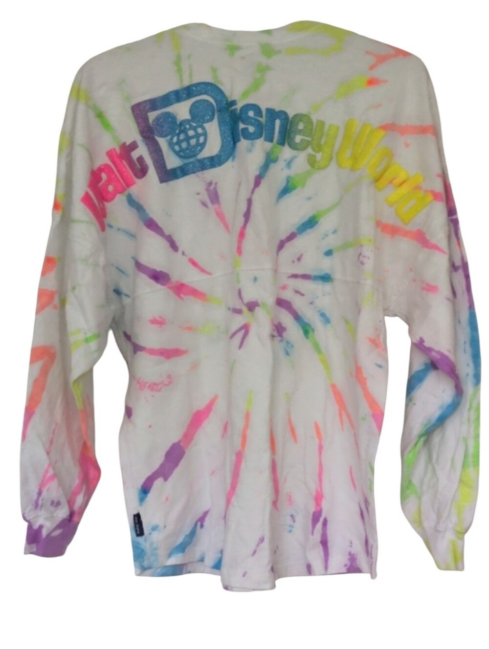 Walt Disney World Spirit Jersey Long Sleeve White Rainbow Tie Dye Size Medium